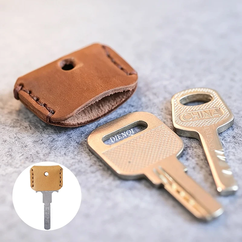 Leather Key Topper Key Cap Cover for Car House Genuine Leather Keys Holder Keychain Ring Organizer Multi-color Key Accessories