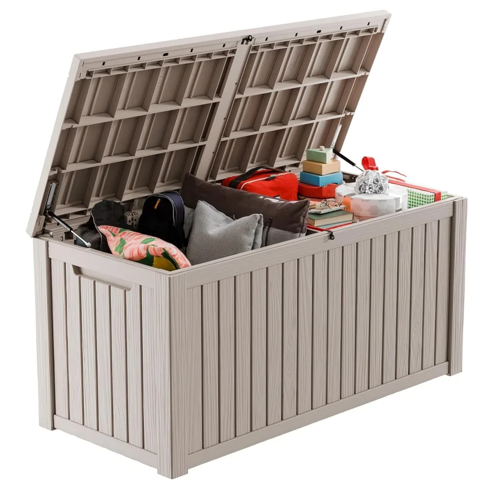 

200 Gallon Large Deck Box, Resin Outdoor Storage Box with Lockable for Patio Furniture, Garden Tools Waterproof Outside Storage