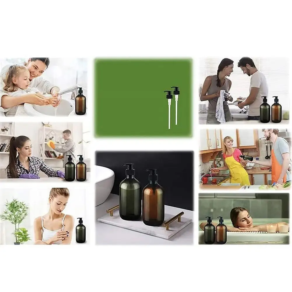 500ml PET Empty Pump Refillable Bathroom Shampoo Shower Gel Press Bottles Dispenser Kitchen Dish Plastic Liquid Container