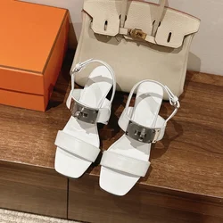 New sandals for spring and summer 2024, made of cowhide leather, comfortable to wear, fashionable and versatile.