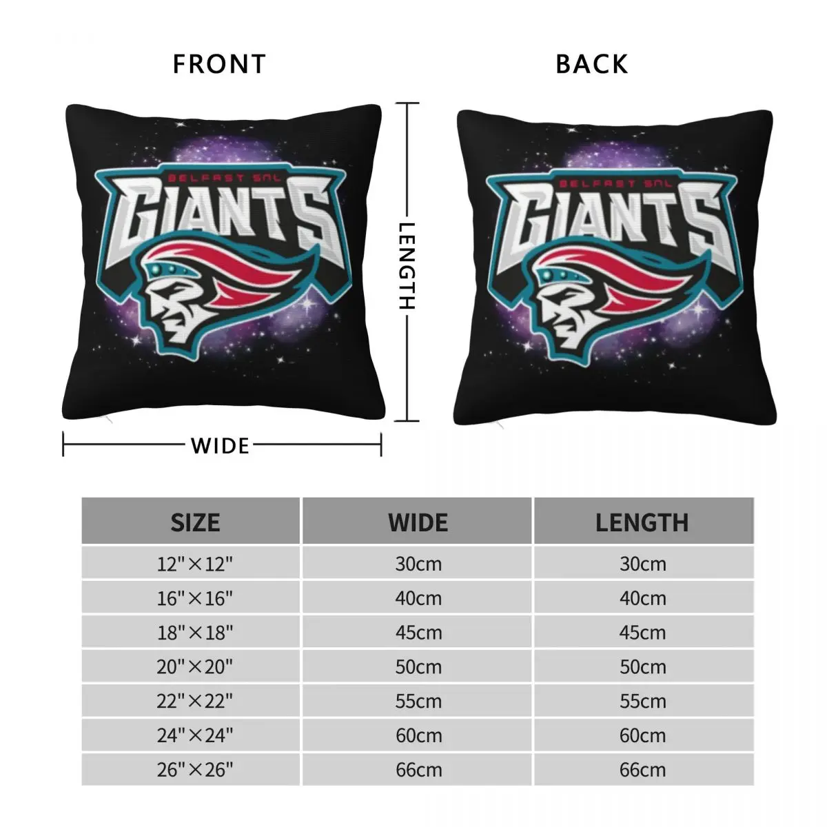 Belfast Giants Ice Hockey Square Pillowcase Pillow Cover Polyester Cushion Zip Decorative Comfort Throw Pillow for Home Car