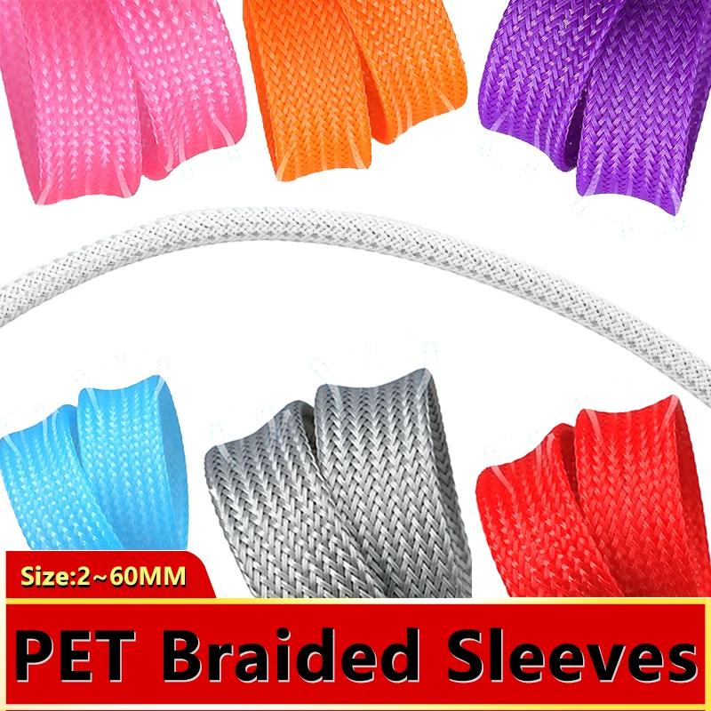 5 Meter 12colors 2mm~60mm High Density Nylon Mesh Tube Wire Insulated Sheath  Cable Sleeve PET Expandable Braided Cable Sleeving