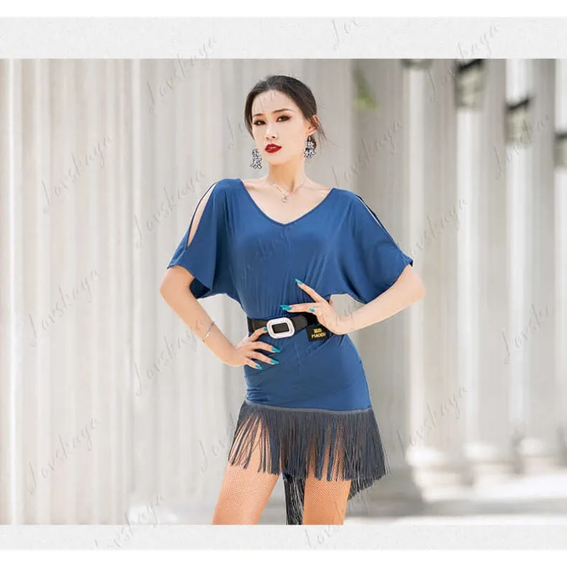 

Fashion Tassel Latin Dance Skirt Adult Ladies Sexy Daily Practice Competition Dancewear Set