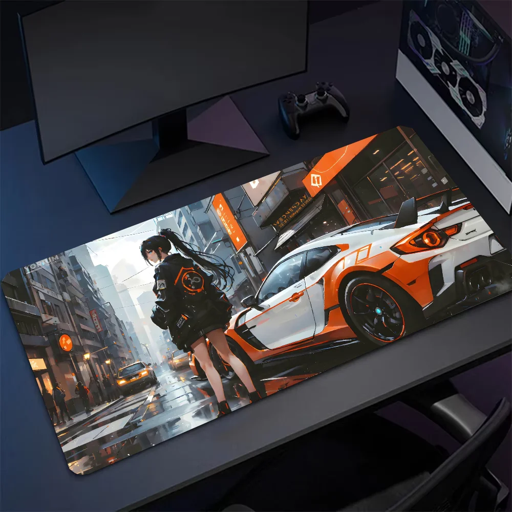 Cyberpunk Girl Nissan Gtr Mousepad Mouse Mat Desk Mat With Pad Gaming Accessories Prime Gaming XXL Keyboard Pad Padding Mat