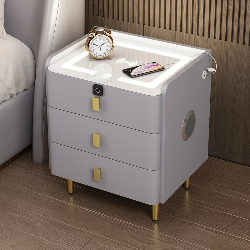 

Night Light Modern Bedside Tables Smart Comfortable Wood Home Nightstands Bedroom Storage Cabinets Mesa De Noche Furniture