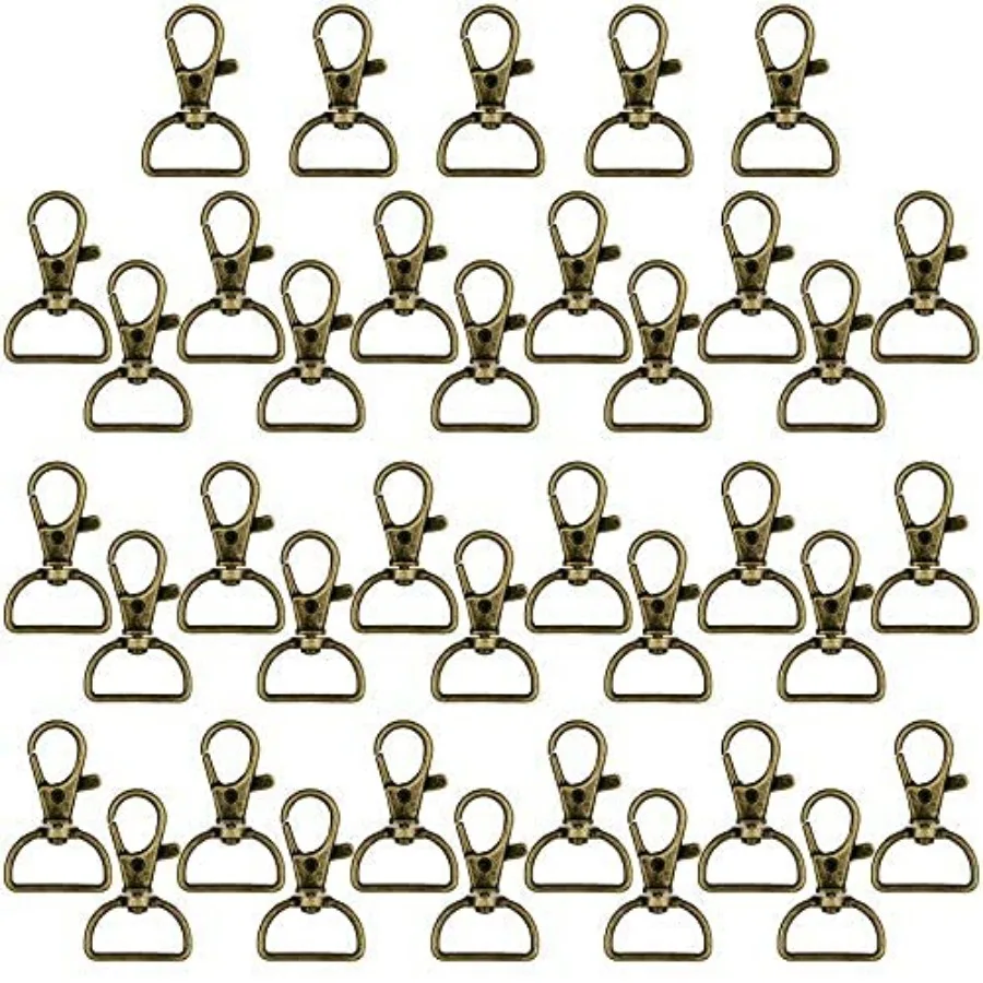 

35 Pieces Swivel Clasps Lanyard Snap Hooks Keychain Clip Hook Metal Lobster Claw Clasp with D Rings for Keychain Purse Hardware