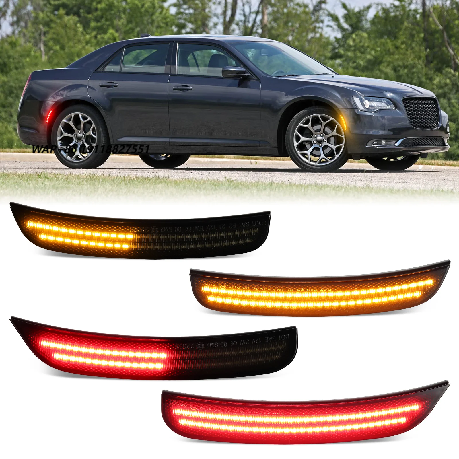 New Wholesale White LED Sequential Side Marker Lamps for Chrysler 300 Reflector Dynamic Animation Indicator Lamps