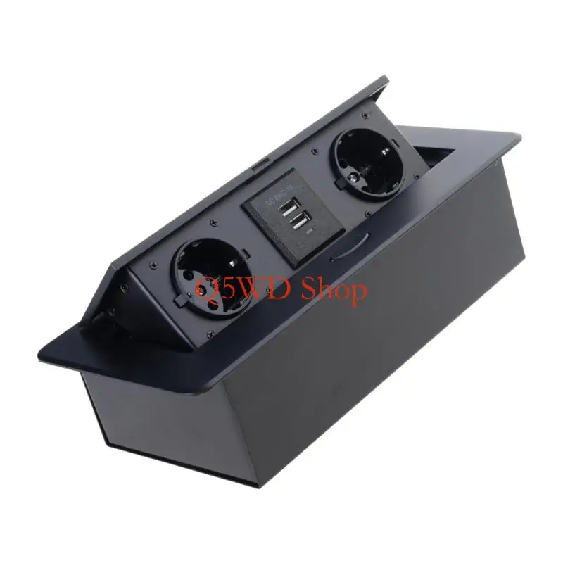 Q5WD Additional Aluminum Burst Up Extension Cord European Port 2 USB Charging Harbors Safety Security For Office Home Use