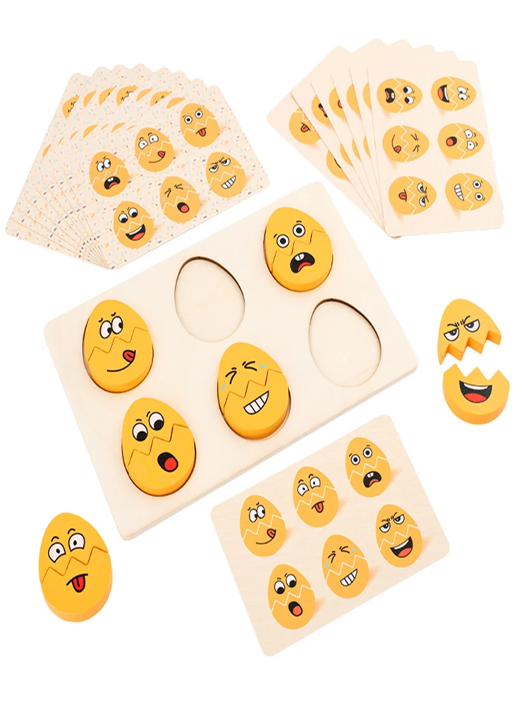 Jouet Montessori en forme d'œuf, Expressions en bois, pour tout-petits d'âge préscolaire, cadeaux en bois, jouets éducatifs sensoriels, cadeau