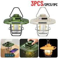Retro Camping Light Portable Camping Lantern 4500mAh Outdoor Hanging Tent Light for Hiking Climbing Emergency Light Power Bank