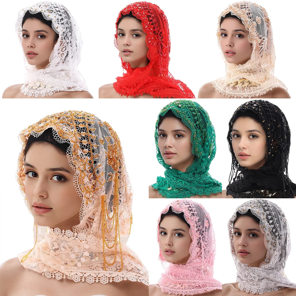 Handmade Stylish Shawl Scarf Headscarf Lace Wrap New Ethnic Fashion Tassel Heavy Craft Shawl for Women Daily Wear Decoration