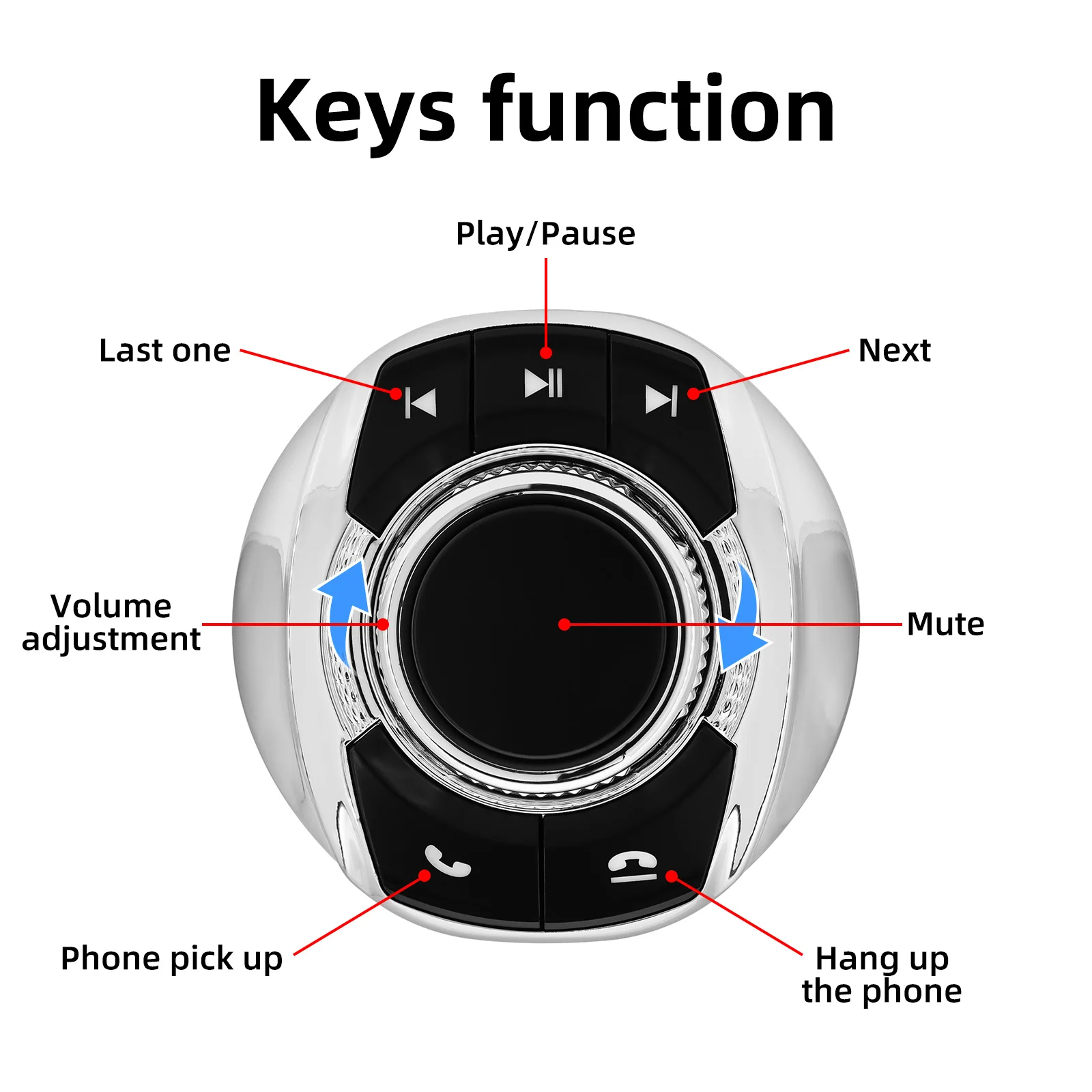 HD Universal Car Wireless Steering Wheel Control Button With 8-Key Functions For Car Android Navigation Player