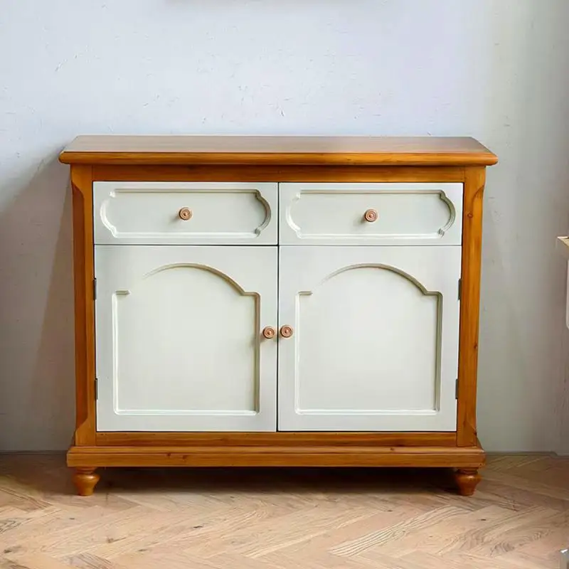 Country Resurrection Log Cream Wind Living Room Indoor Store Double Door Storage Cabinet