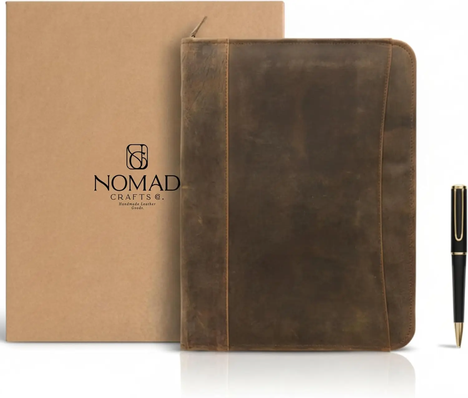 Portafolio Profesional de Cuero con Cierre para Hombres y Mujeres, Ideal para Reuniones de Negocios y Entrevistas