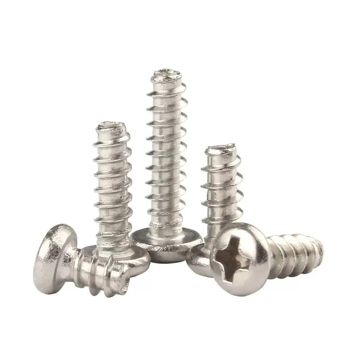 Mini Nickel Plated Steel Cross Recess Phillips Pan Round Head Flat End Self Tapping Screw M1.4 M1.7 M2 M2.3 M2.6 M3 M3.5 M4