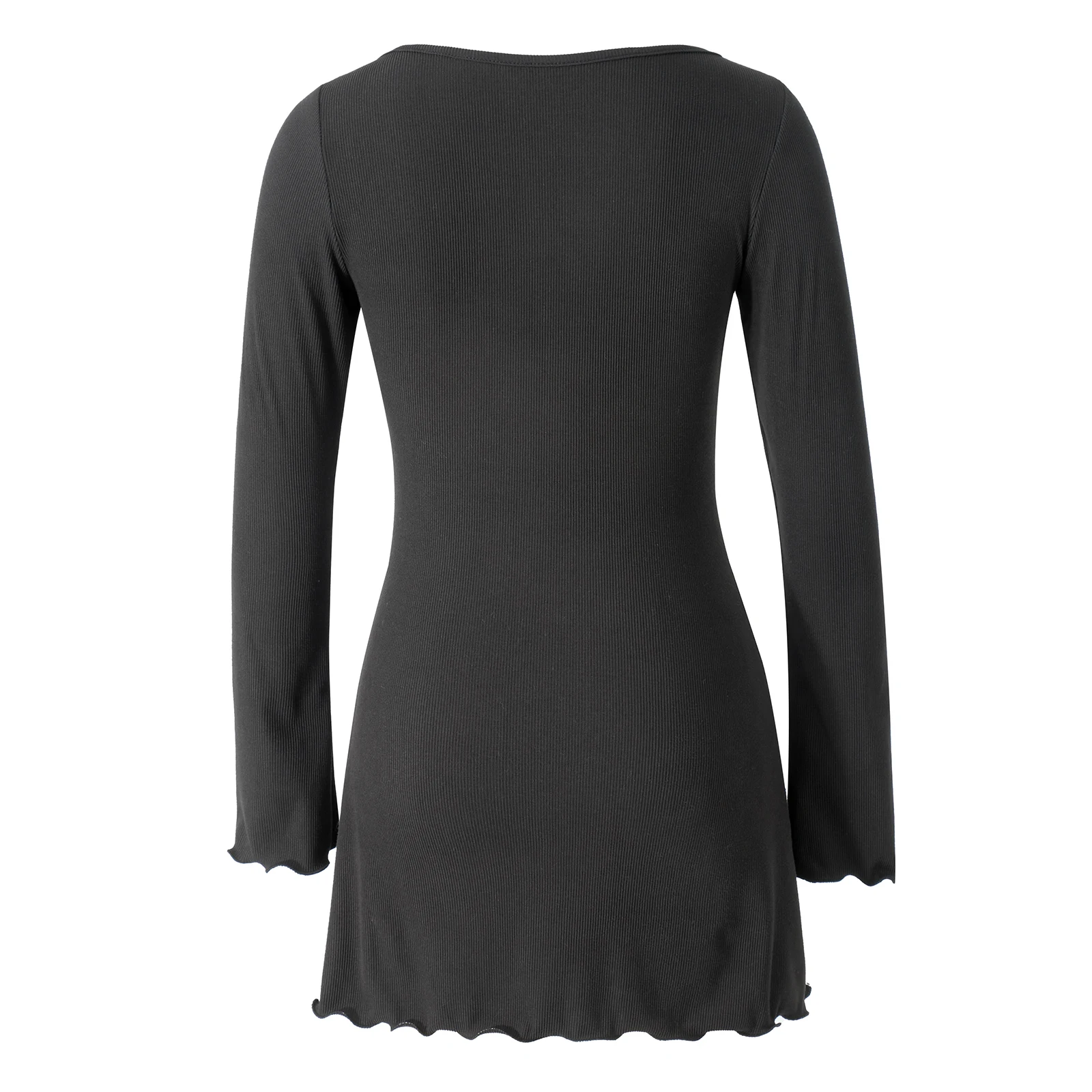 Mini abiti aderenti da donna per donna Abito corto sexy con volant a maniche lunghe in maglia maglione lungo fata Grunge Y2K streetwear