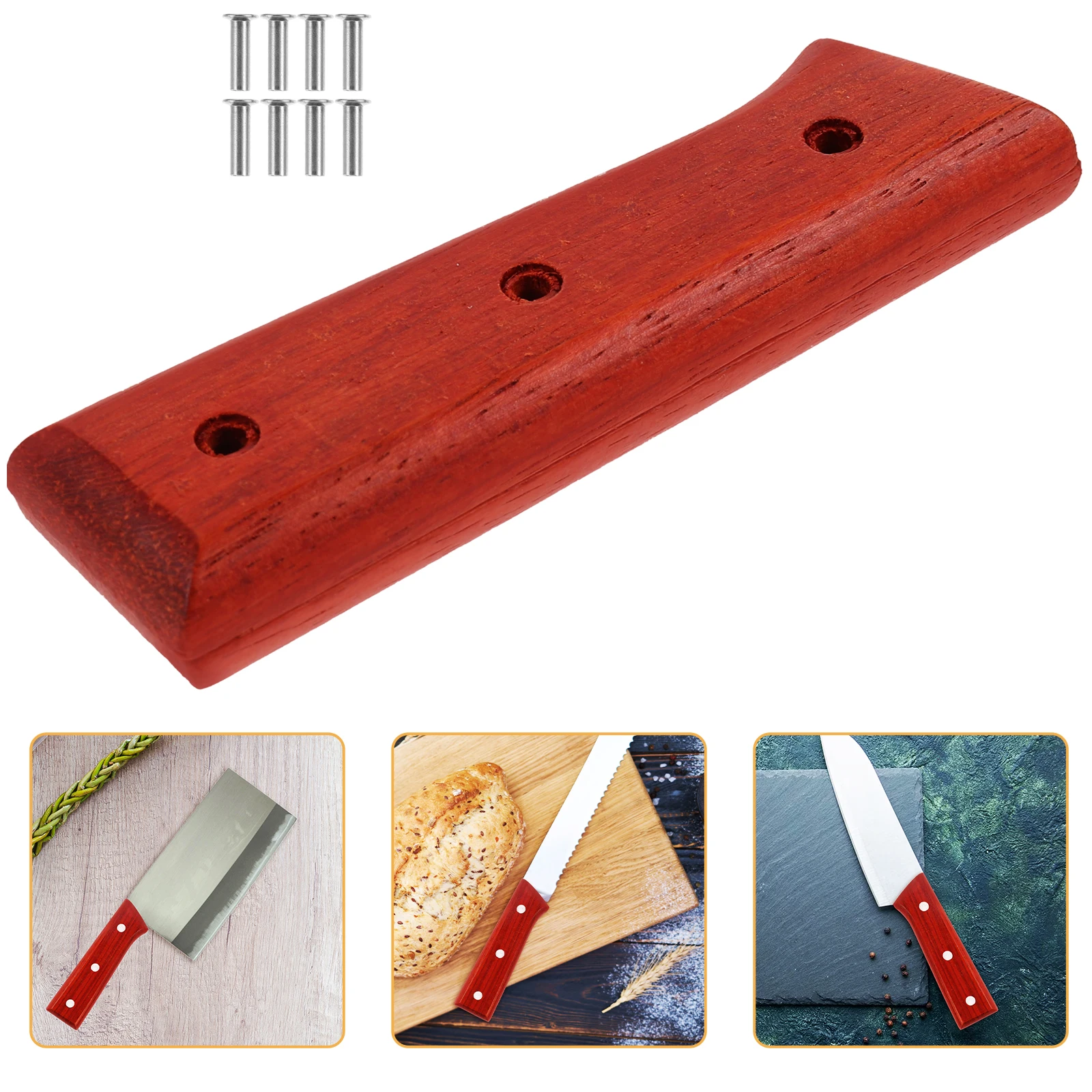 

Solid Wood Handle Accessories Red Pear Wood Ergonomic Design Practical Kitchen Replacement GripsKnife Tools