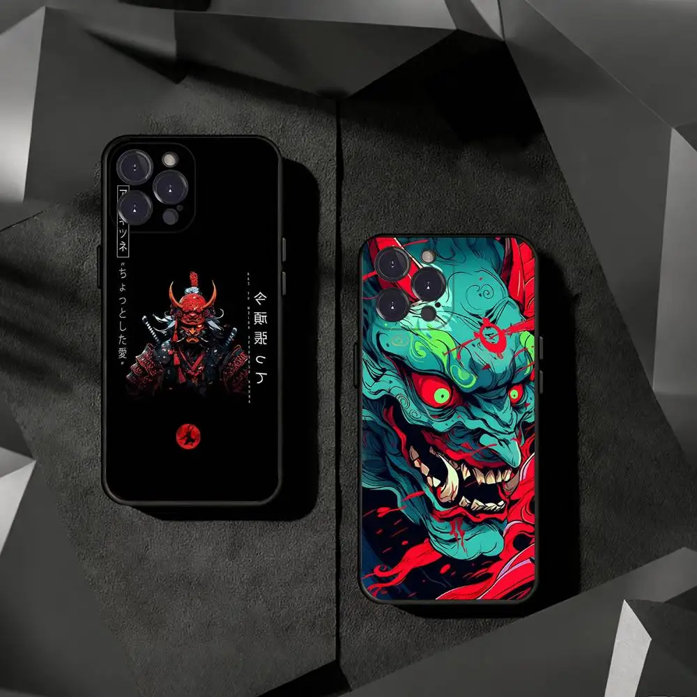

Samurai Hannya Mask Ghost Printing Phone Cases For iPhone 17 16 15 14 13 12 11 Pro Max Plus Luxury Camera Protection Plastic