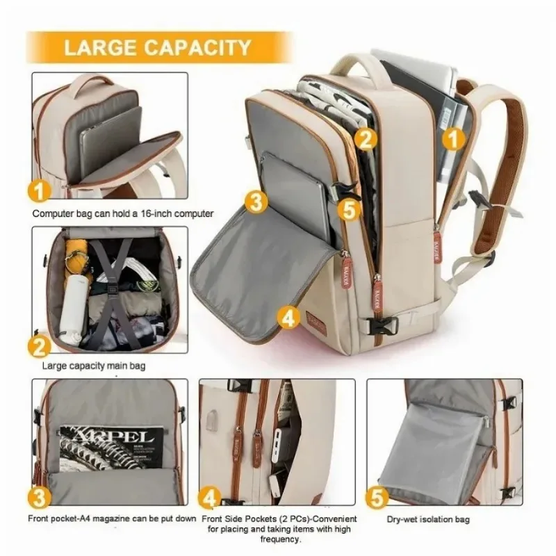 Ryanair-Mochila de Viagem Multifuncional para Homens e Mulheres, Cabine de Avião, Laptop, Anti-Roubo, Business, Easyjet, 45x30x20, Mochilas