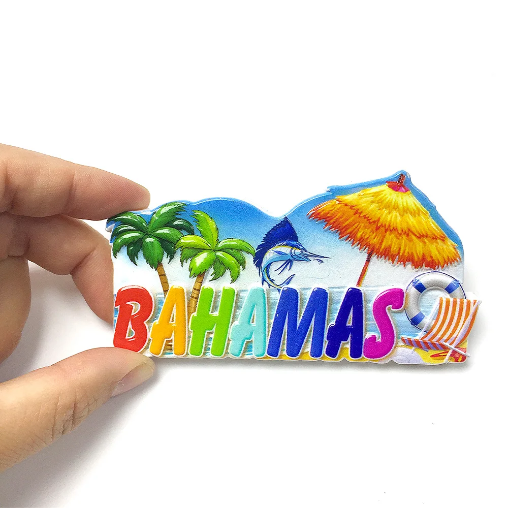 

‌Bahamas 3D Resin Fridge Magnet: Palm Trees, Striped Umbrella, Sailfish & Beach Gear, Home Decor, Room Decor, Kitchen Decor