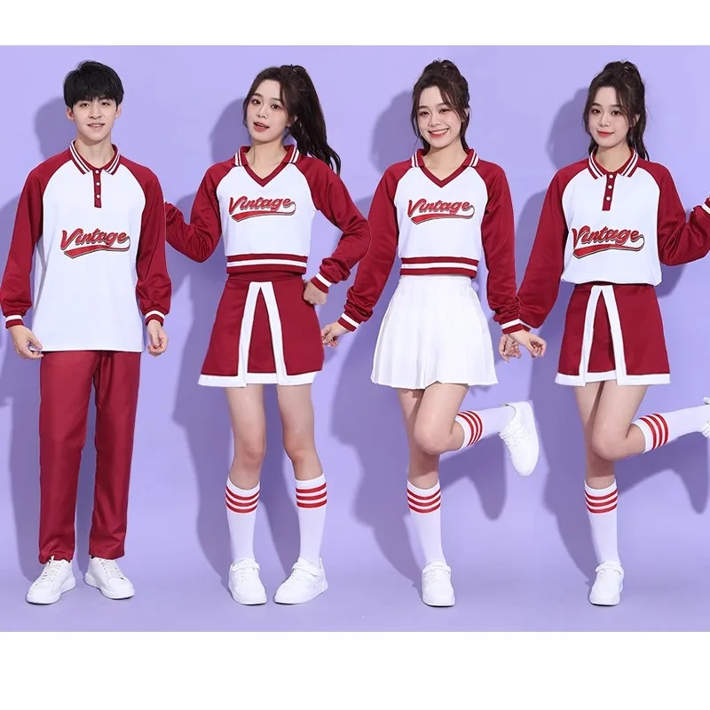 Cheerleading costumes for student sports meet, group aerobics, female dance performance, unisex outfits