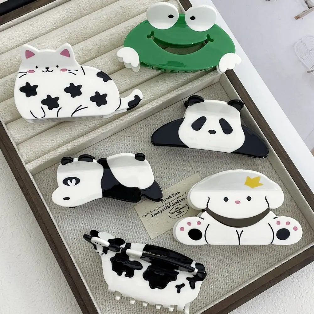 Cute Cow Panda Hair Claw Rabbit Korean Style Animal Claw Clip Headwear Hair Accessories Acetic Acid Hair Claw Girls