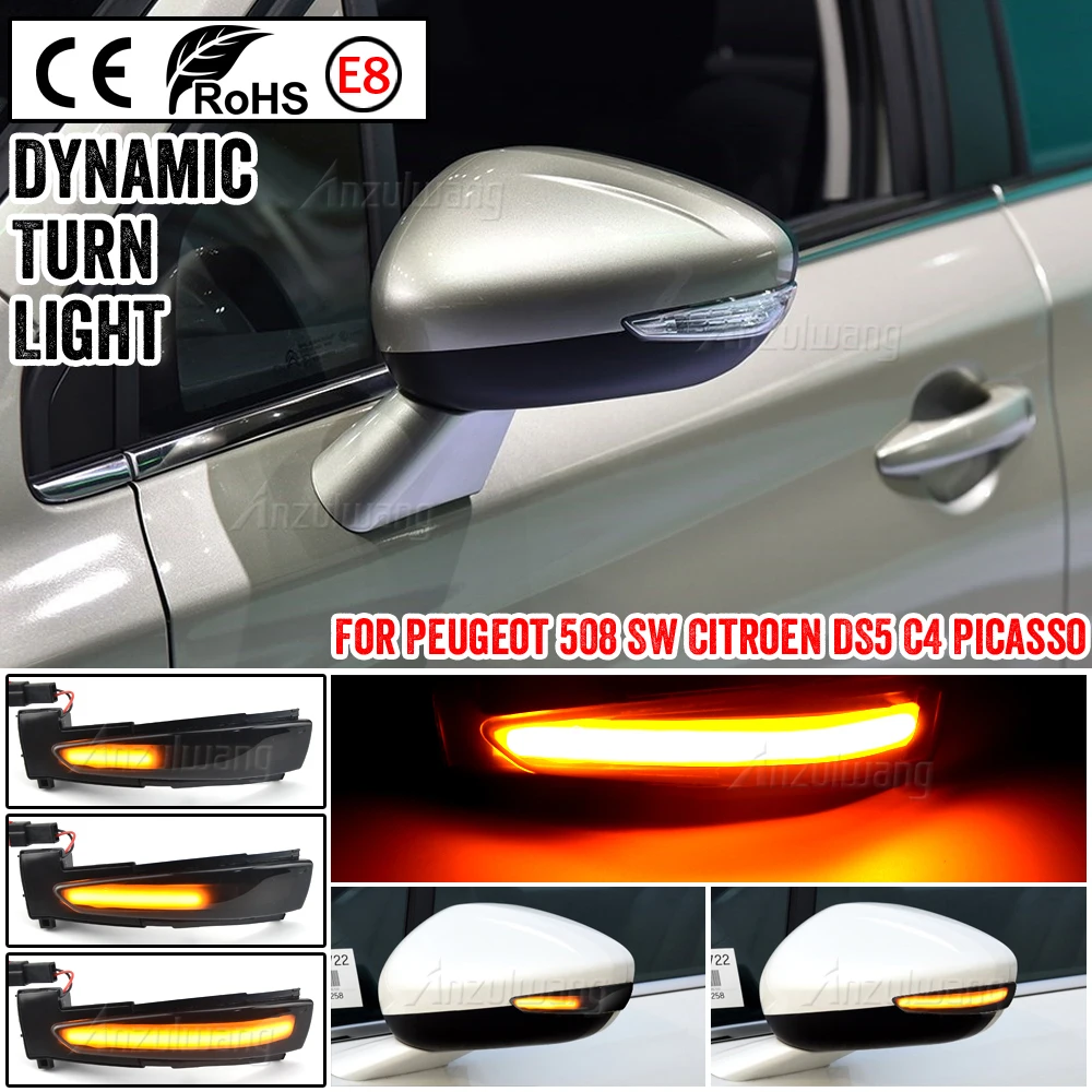 

2Pcs Sequential Flashing Lamp For Peugeot 508 SW 2010-2017 LED Dynamic Turn Signal Light For Citroen DS5 C4 Grand Picasso II