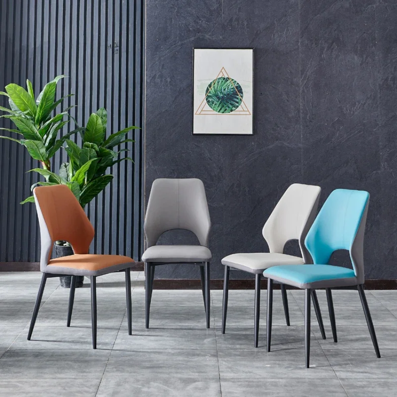 

Nordic Modern Dining Chairs: Light Luxury Leather Upholstery, Minimalist Design, Strong Stability, Elastic Lounge Stool