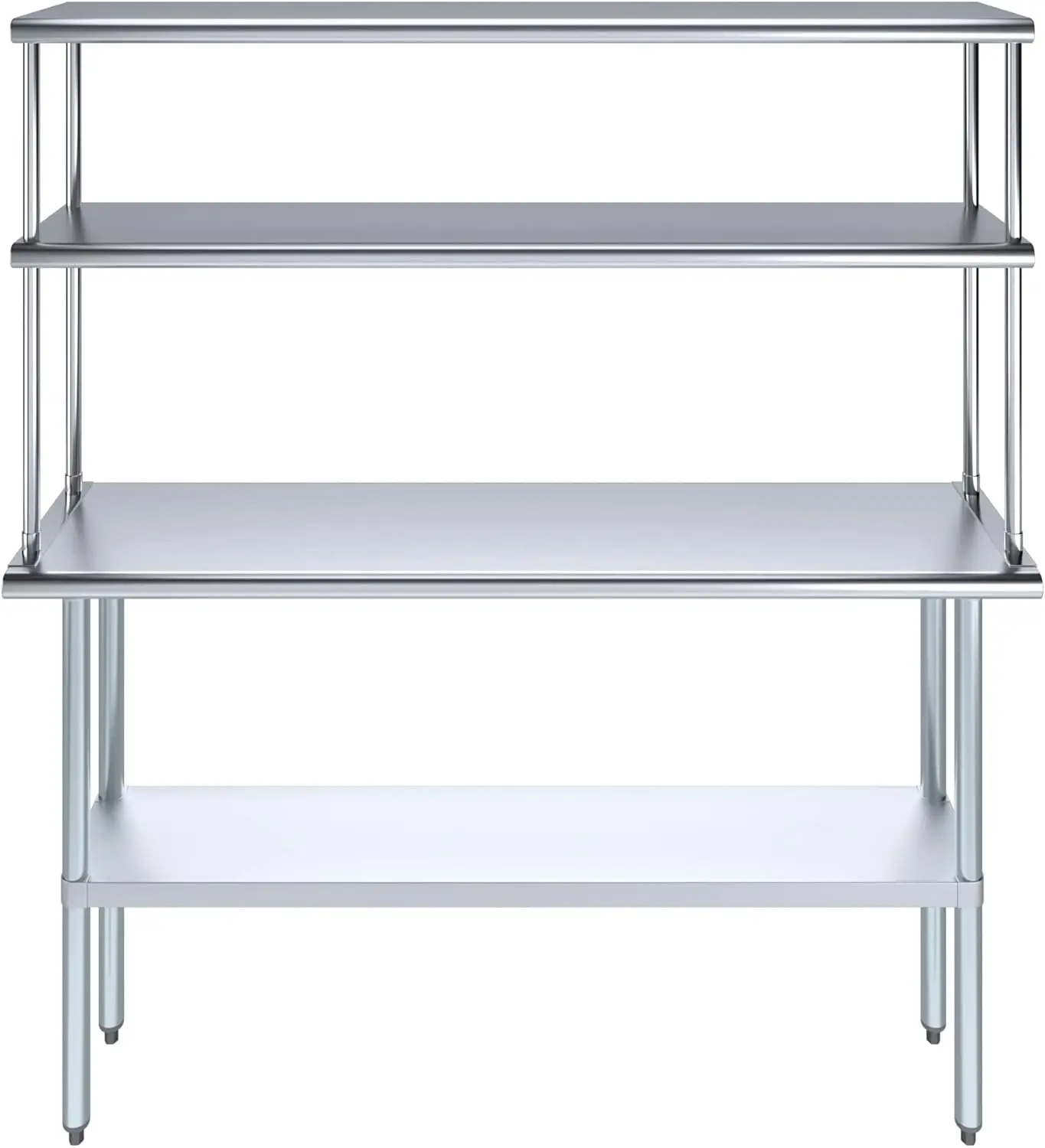 | Metal Kitchen Prep Table & Shelving Combo | NSF (Stainless Steel Table with Double Overshelves, 60