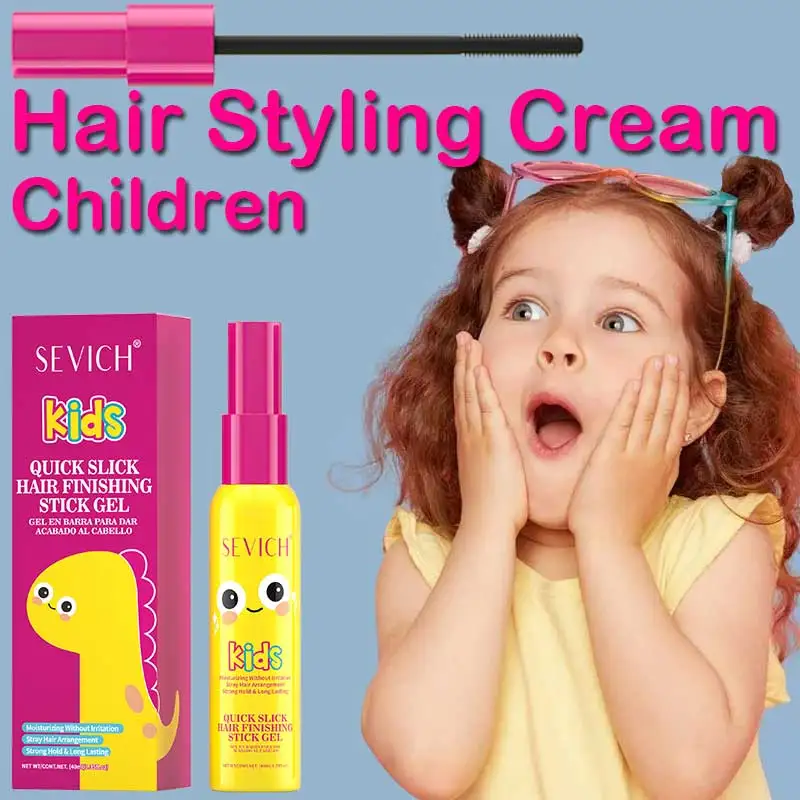 Children's Broken Hair Arrangement Cream Brush 40ml Kids Hair Taming Jelly Portable Broken Hair Finishing Cream Hair Styling Gel