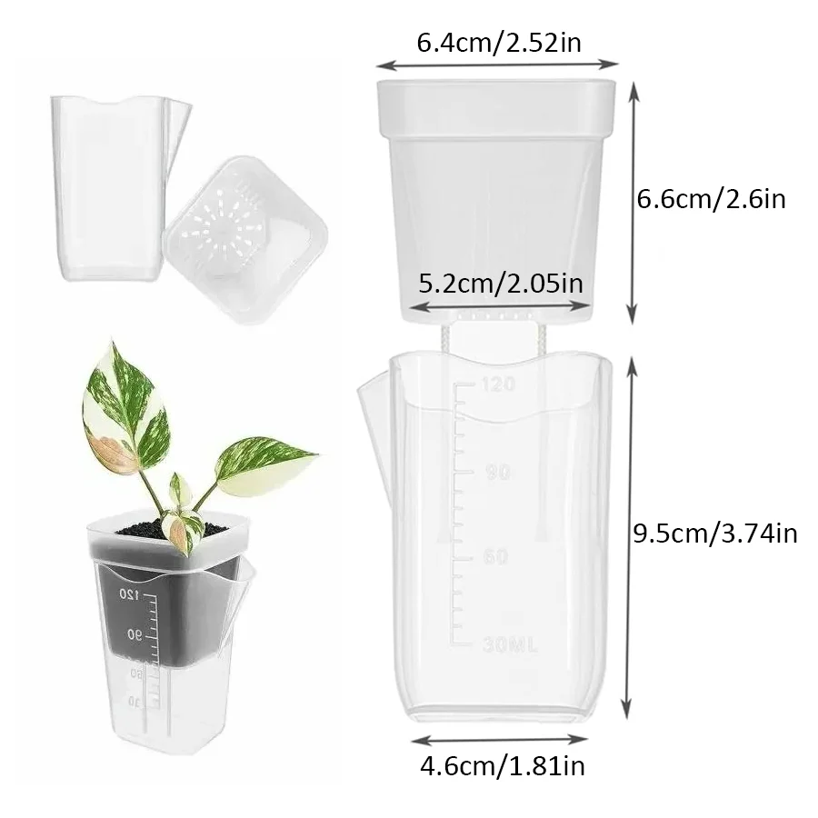 12/24pcs Clear Self‑watering Orchid Planter, Flower Pot with Scale Mark, Plastic Growing Container for Houseplant Care, XJM