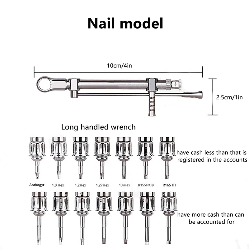 1 مجموعة زرع الأسنان مفتاح العزم السقاطة 10-70NCM مع السائقين و وجع عدة أدوات مفك البراغي