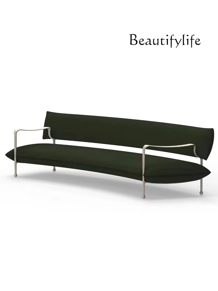 

Italian Minimalist Light Luxury Stainless Steel Sofa Designed by a Maestro Sales Office Three Seats Fabric Sofa