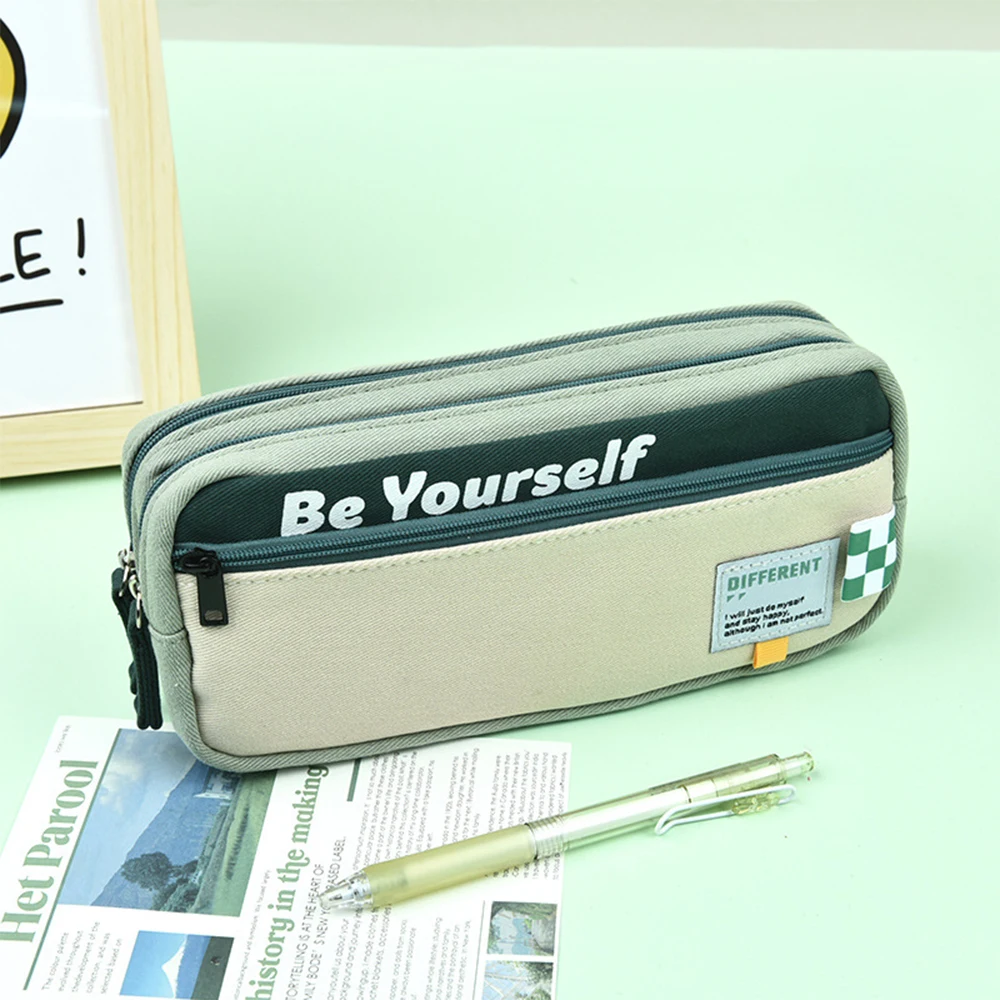 

High Quality Creative Pencil Case Double-Layer Design Spliced Pen Bag Simple Portable Stationery Storage Bag Students