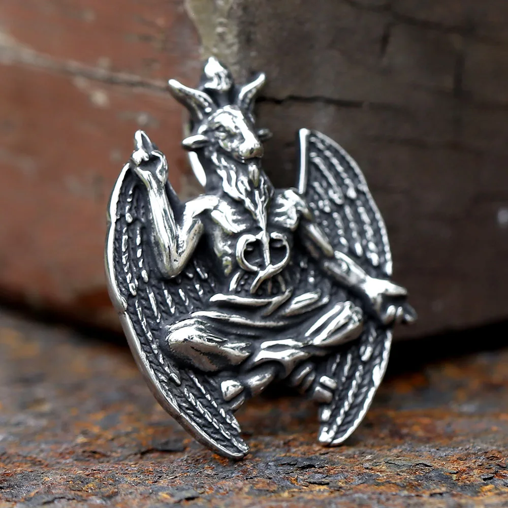 NEW Darkly Men\'s 316L Stainless-Steel Gothic Satan Goat Lucifer Pendant Necklace Animal Punk Jewelry For Boyfriend Gift