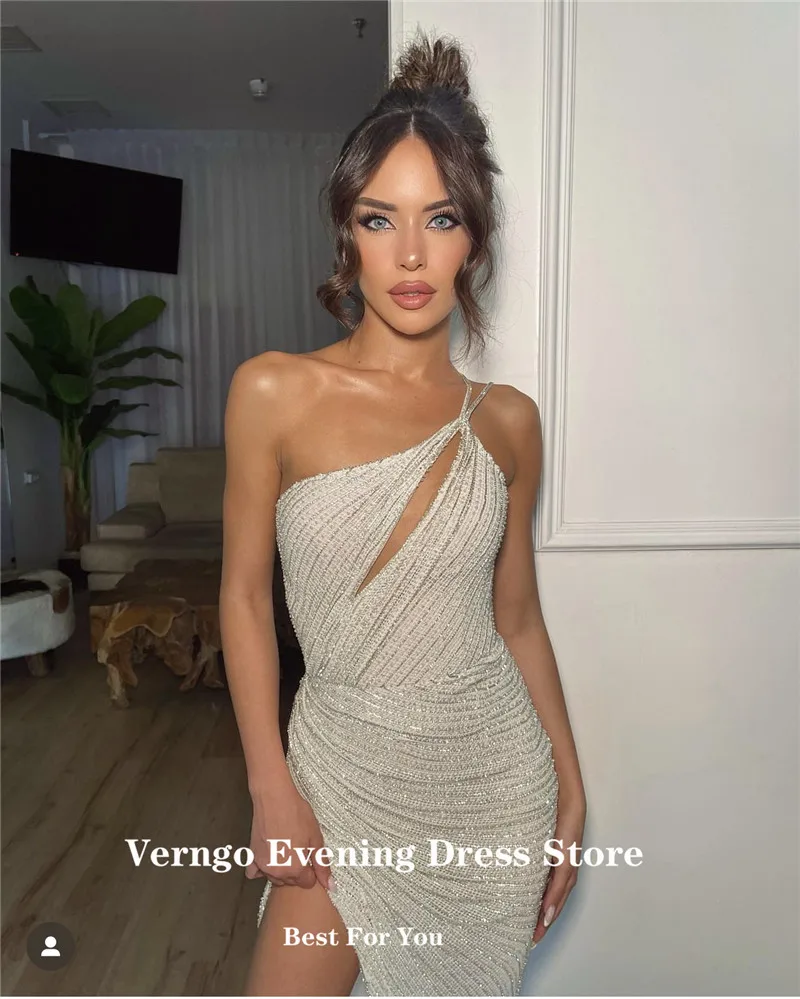 Verngo moderne sexy Strand party Abend Abschluss ball Kleid Robe de Soiree Scheide Seite Split Abendkleid Dame funkeln Kristall Party kleid