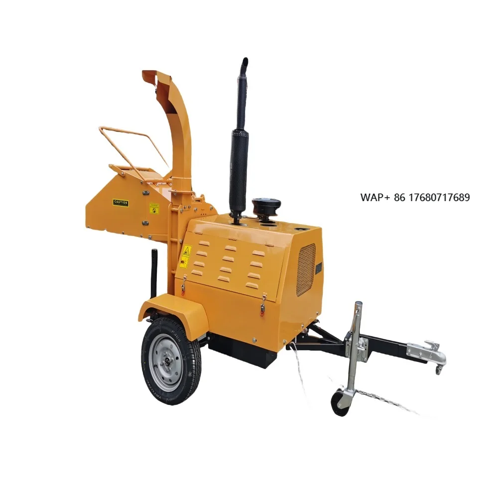Ce Mobile 35HP  Hydraulic Feed Garden Forestry Waste Tree Branches Log Drum Shredder Crusher Grinder Wood Chipper Machine