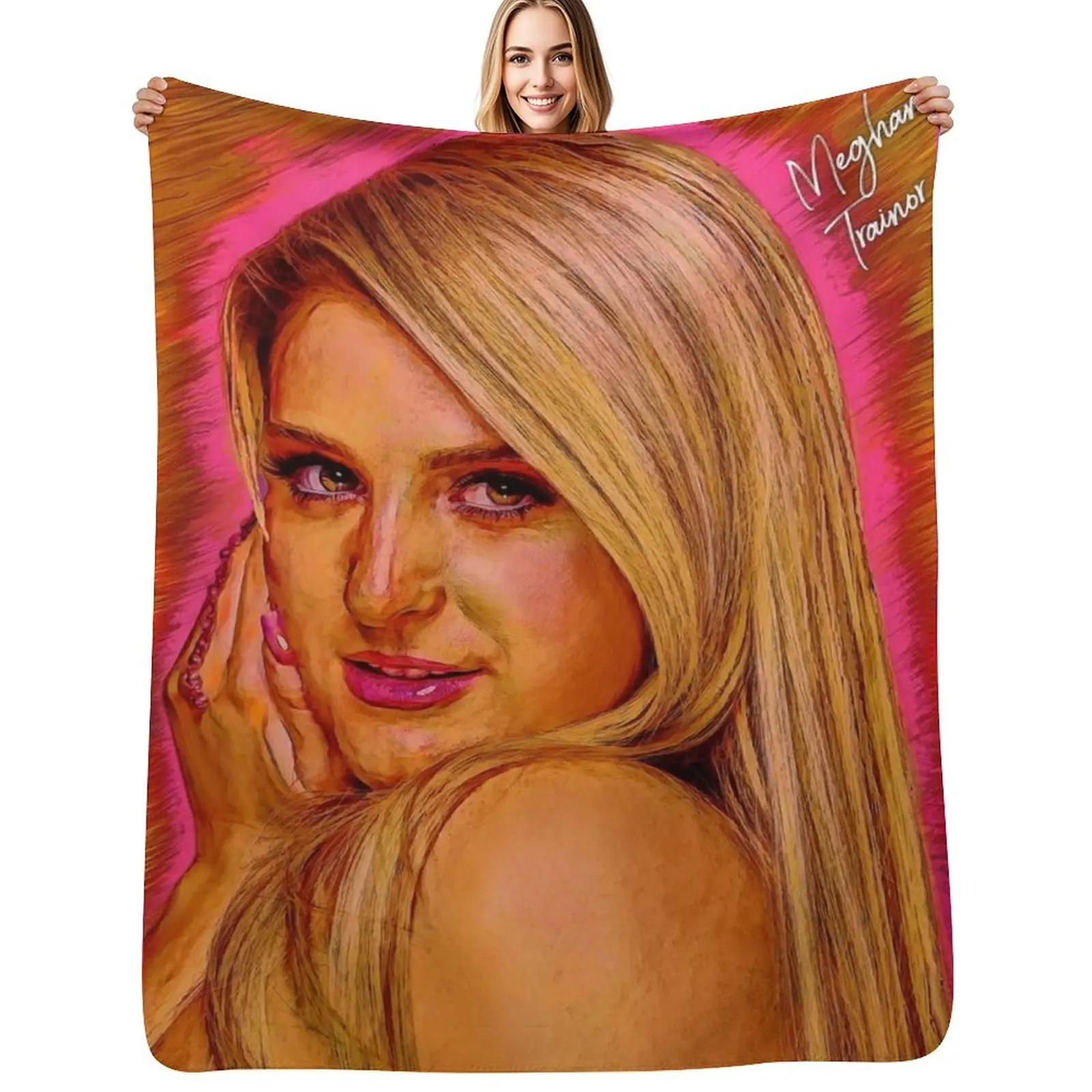 

Meghan Trainor Art  Throw Blanket Soft Warm Blanket Gift for Grandparents