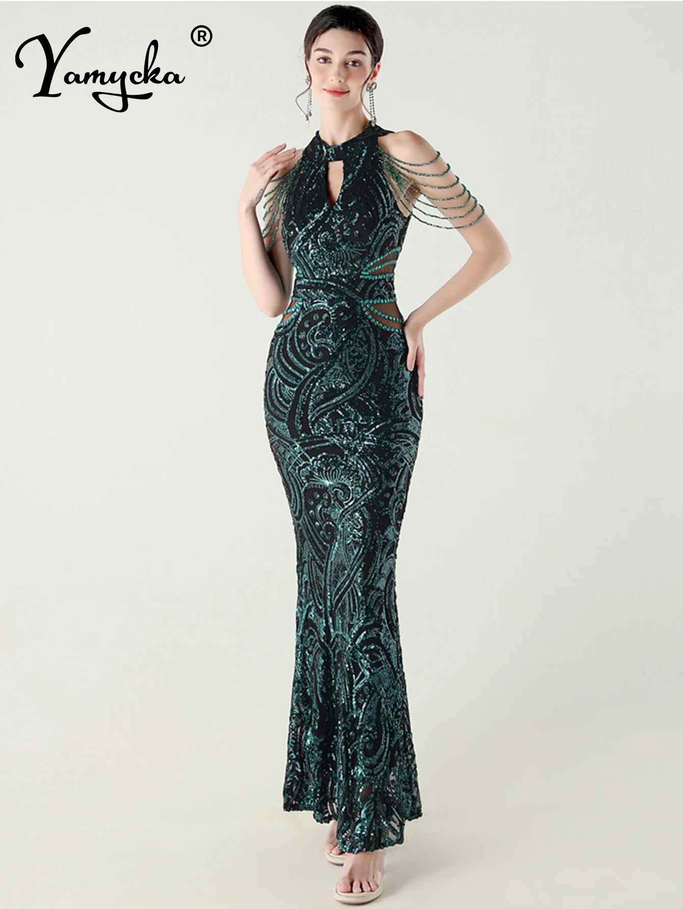 

Sexy see through black sequin summer dress women elegant luxury party long dresses 2025 woman rhinestone evening dresses vestido