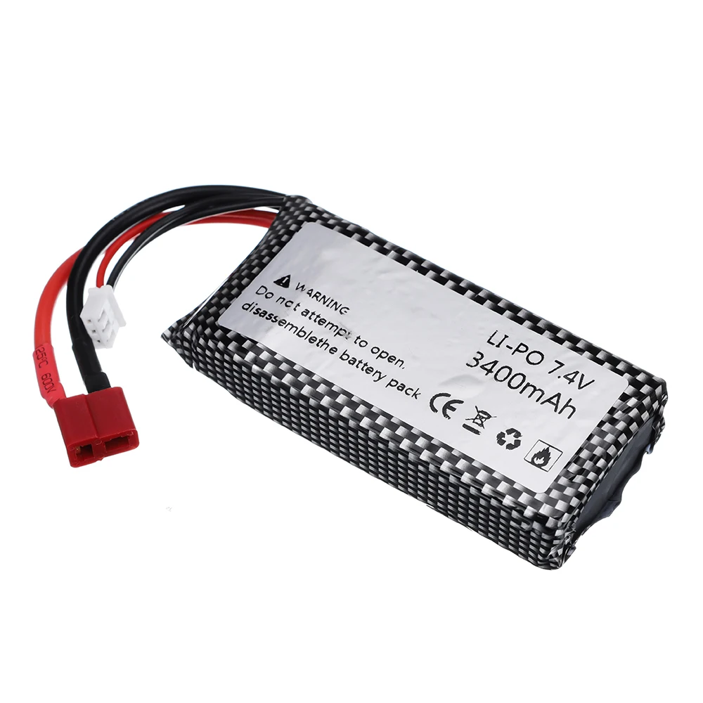2026 Brand New 7.4V Battery For Wltoys 144001 12428 12423, feiyue 03 Q39 RC Car Toys Parts, 2s 3400mAh 7.4V Li-po Battery