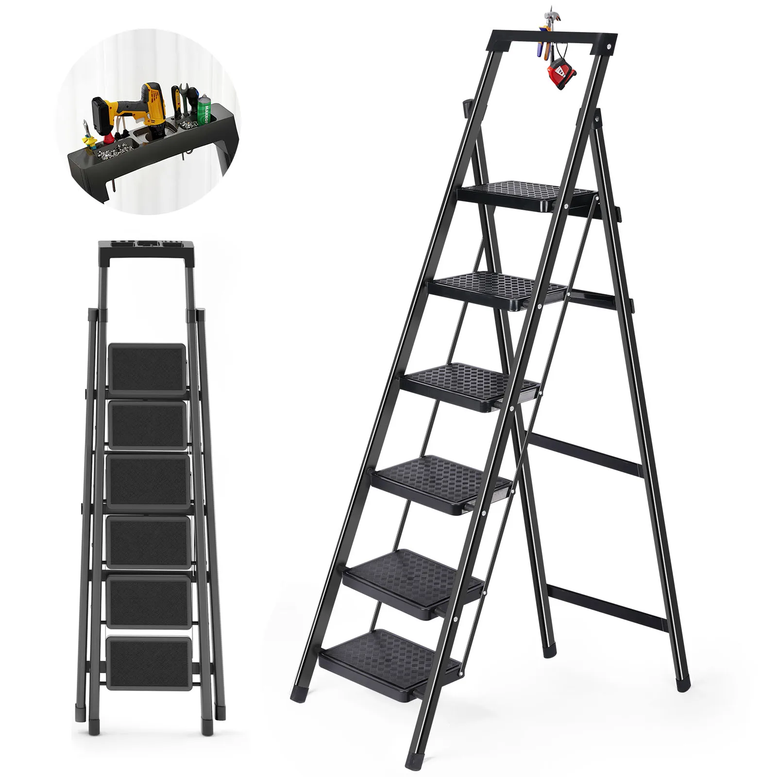 Folding Step Ladder Lightweight 6 Step Folding Step With workbench
