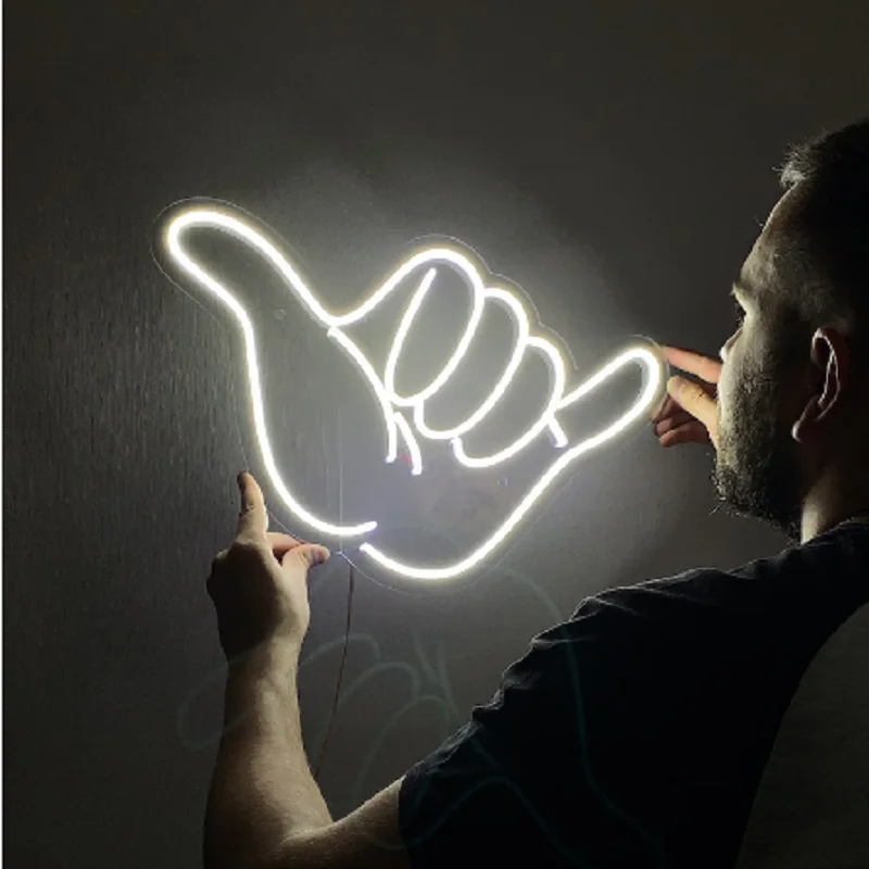 

Shaka hand led-neon wall Hawaii neon decor Custom bedroom surfers led neon sign Shaka wall hanging neon light nightlight Decor