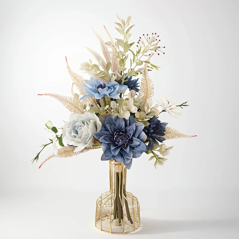 داليا روز ديزي زهور الخريف المزيفة زهرة اصطناعية الحرير المنزل عيد الميلاد عيد الحب باقة ديكور الزفاف العروس ديكور #1