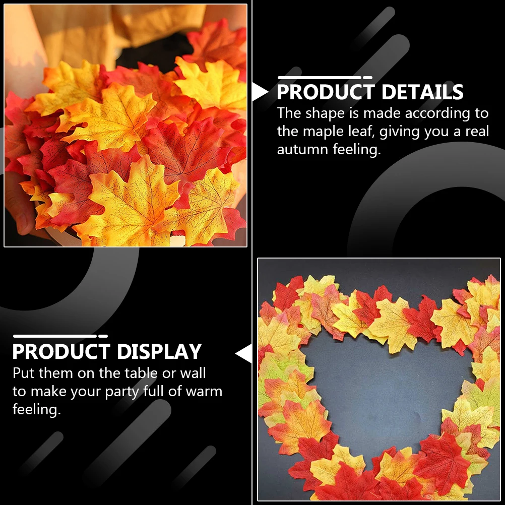 

800 Pcs Wedding Simulated Maple Leaf Decoration Decorations Artificial Leaves Fake
