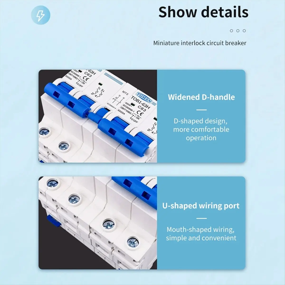 A59E  TOB1-63H 63A 2P+2P AC Dual Power Manual Transfer Switch Circuit Breaker MCB 50HZ/60HZ