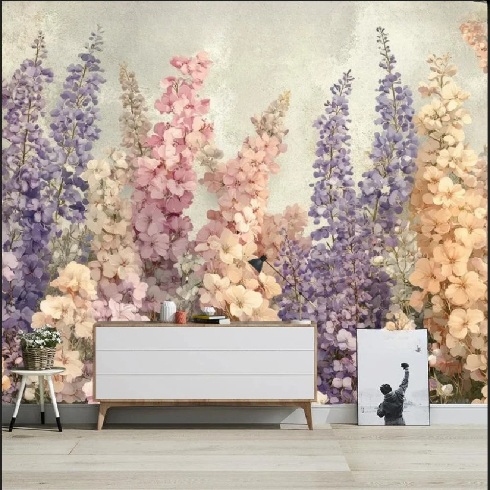 Customized French Wallpaper Mural Simple Wisteria Flower Art Premium Hotel Living Room Background wall decoration Wallpaper