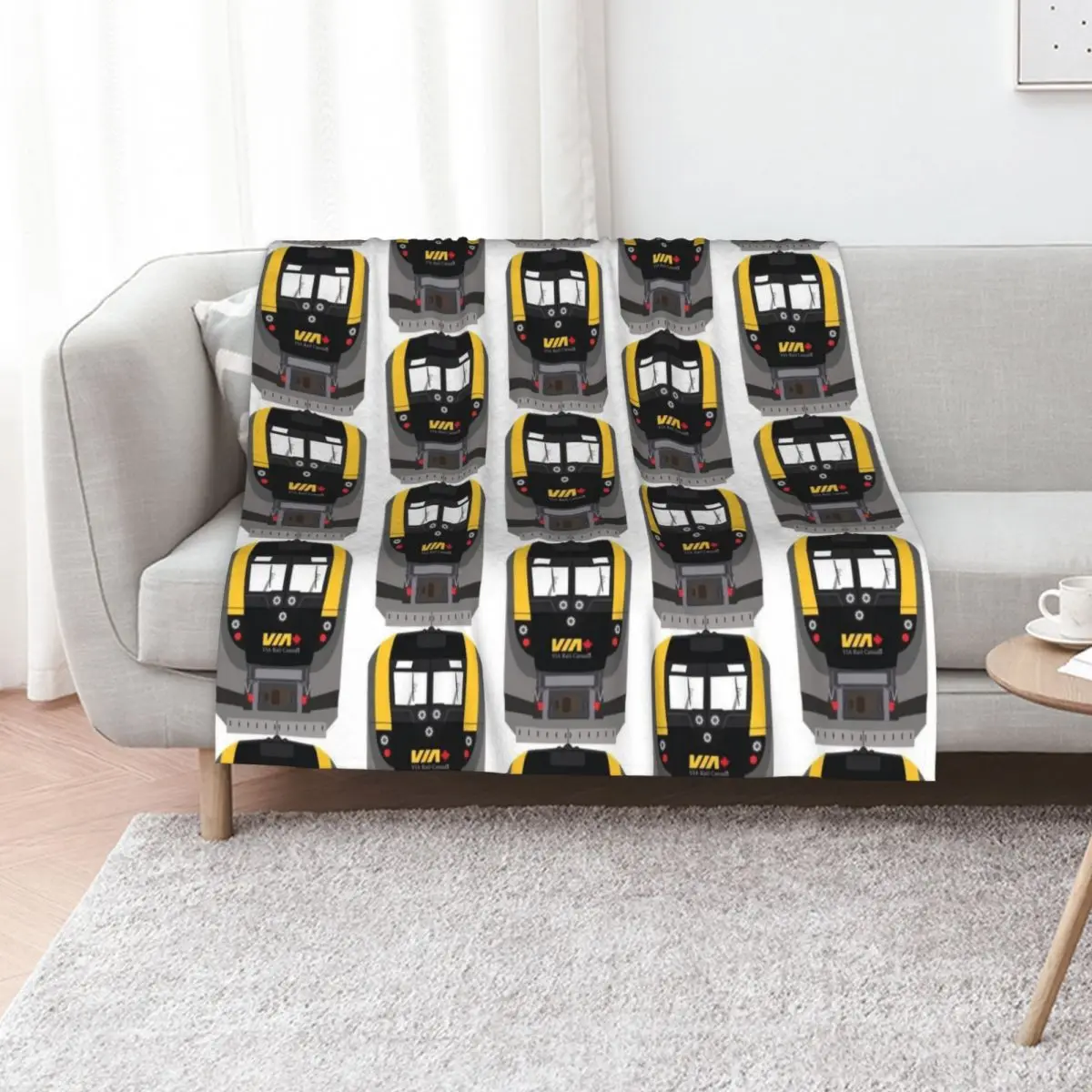 VIA Rail Canada New Locomotive Throw Blanket Cute Plaid Soft Plaid Bed Luxury Thicken Decorative Beds Luxury Designer Blankets
