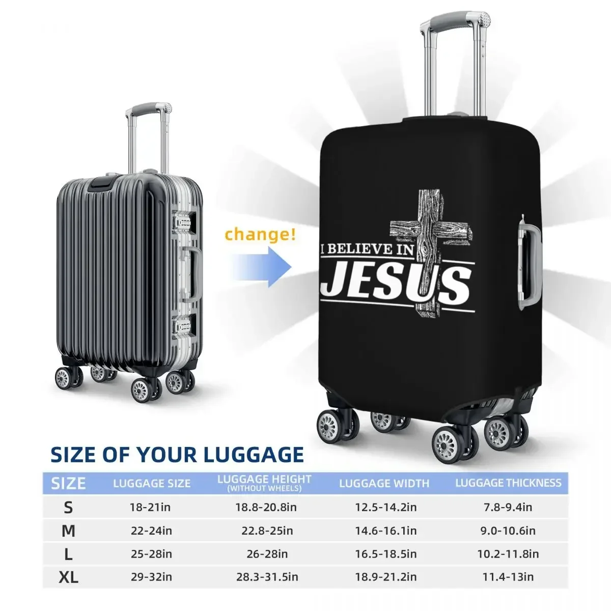 Custom I Believe In Christ Luggage Cover Funny Cristianity Faith Suitcase Protector Covers Suit For 18-32 inch