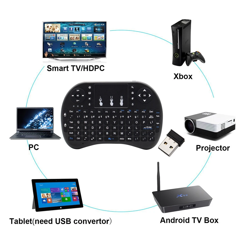 I8 Mini คีย์บอร์ดไร้สาย 2.4G Bluetooth 3 สี Backlit ภาษาอังกฤษรัสเซีย Air Mouse รีโมททัชแพดสําหรับ Android TV Box PC แล็ปท็อป