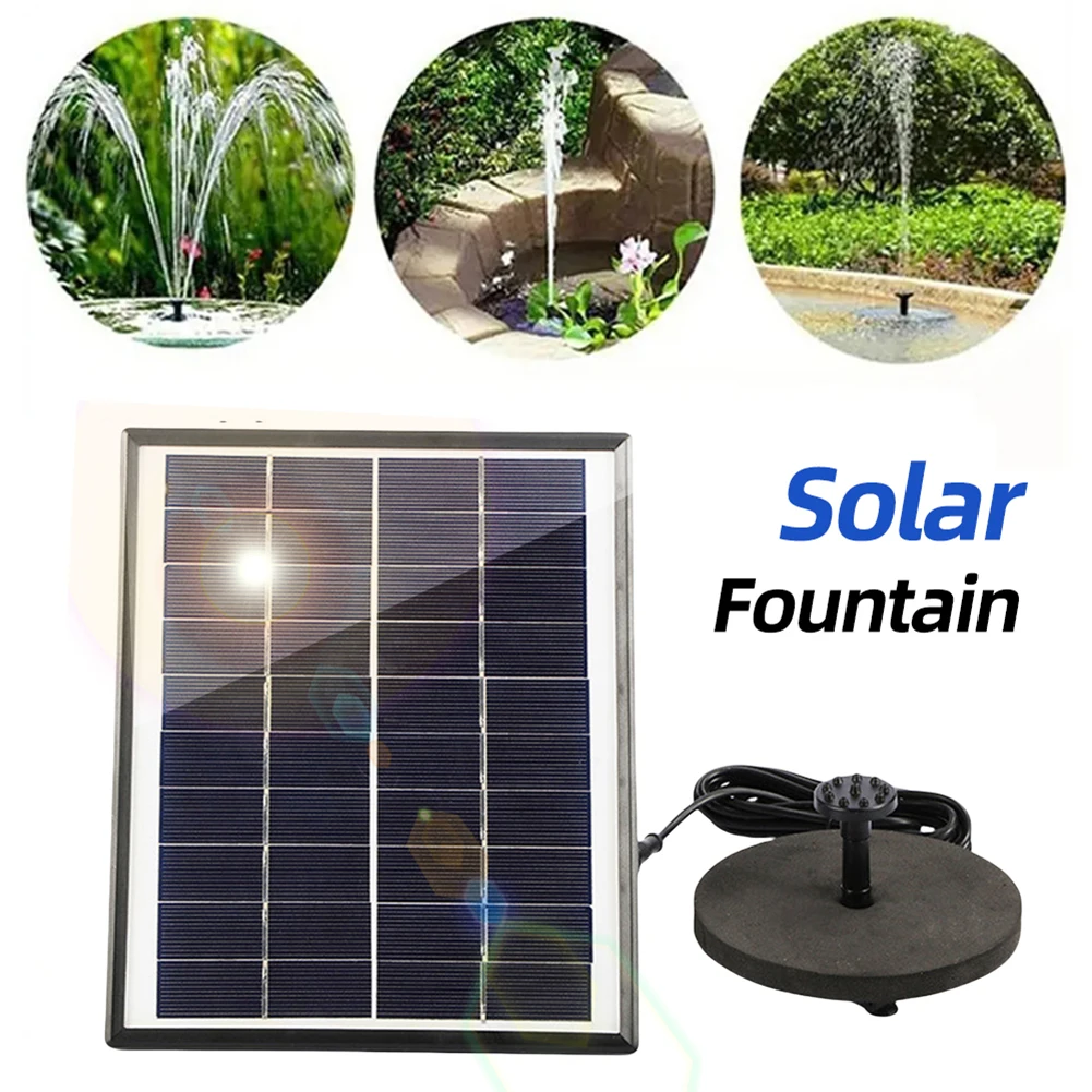 

5W 12V Solar Fountain Pond Pump Kit 200L/h Solar Water Pump Kit with Nozzles Solar Fountain for Bird Bath Ponds Garden Fish Tank